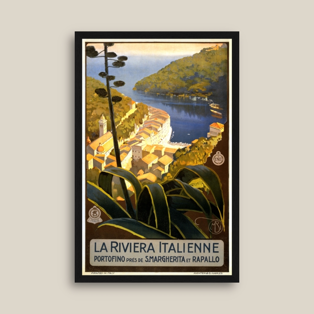 Tablou inramat La Riviera italienne, Portofino près de S.Margherita et Rapallo 33 x 50 cm