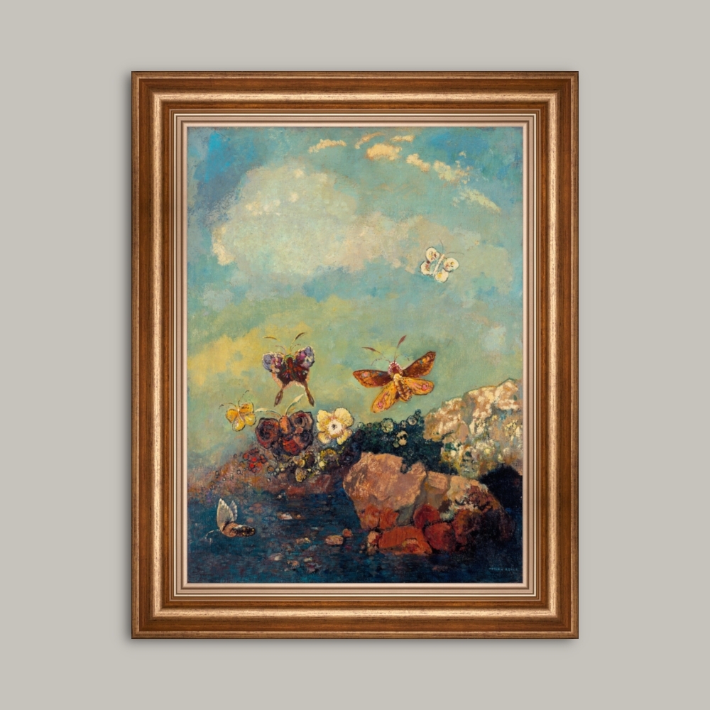 Tablou Canvas Redon, Odilon cu rama clasica Fluturi, dim. 40 x 50 cm
