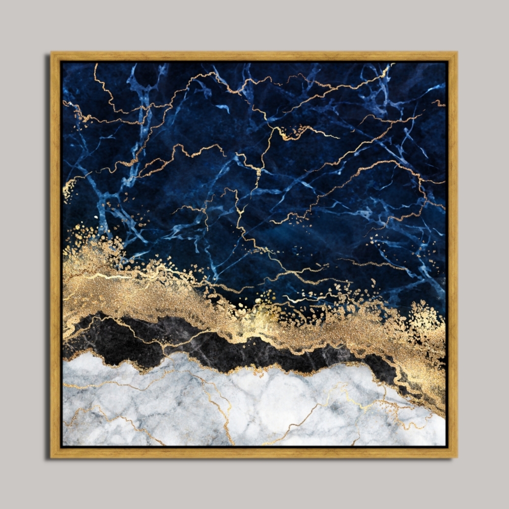 Tablou Canvas cu rama float Blue Simphony VI dim. 63 x 63 cm