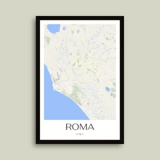 Tablou inramat Reinterpretare grafică în culori a hărții orașului Roma 35 x 50 cm