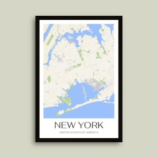 Tablou inramat Reinterpretare grafică în culori a hărții orașului New York 35 x 50 cm