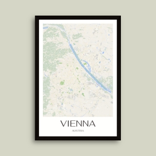 Tablou inramat Reinterpretare grafică în culori a hărții orașului Viena 35 x 50 cm